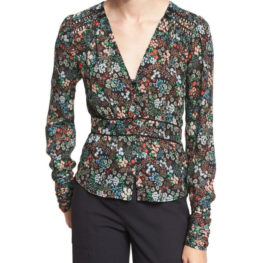 Veronica Beard Ripley Floral 100% Silk Blouse Women’s Size 4